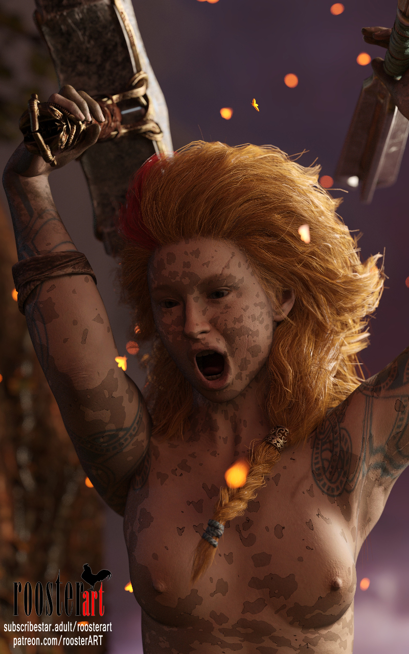 10:16 1girl 3d 3d_(artwork) angry angry_expression angry_face arm_tattoo braid breasts dirt dirty dirty_skin erect_nipples female_focus fireflies firefly god_of_war hammer mjolnir mud nipples open_eyes open_mouth patreon patreon_username roosterart solo_focus subscribestar subscribestar_username tattoo tattoos thrud_(god_of_war) topless topless_female video_game video_game_character video_game_franchise weapon weapon_over_shoulder weapons yelling