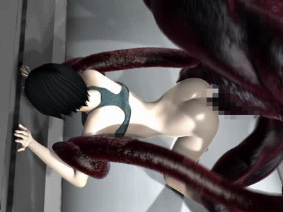 3d animated animated_gif ass bent_over black_hair censored eden_(game) female gif light_skin lowres monster mosaic_censoring source_request tentacle