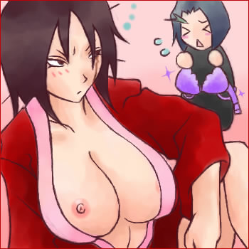 bleach cleavage genderswap huge_breasts kenpachi_zaraki no_bra open_robe yumichika_ayasegawa