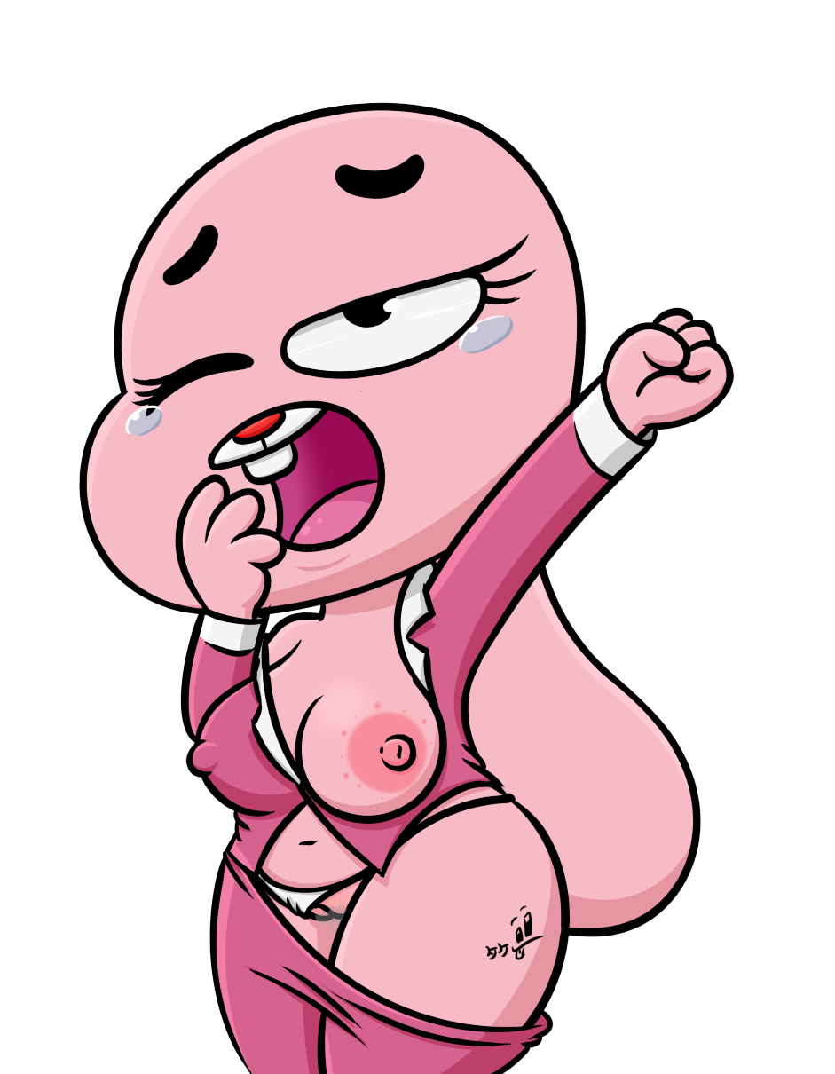anais_watterson bucktooth nipple_bulge one_breast_out one_eye_closed oppai_loli panties_aside pussy pussy_juice takeshi1000 the_amazing_world_of_gumball wet_pussy yawning