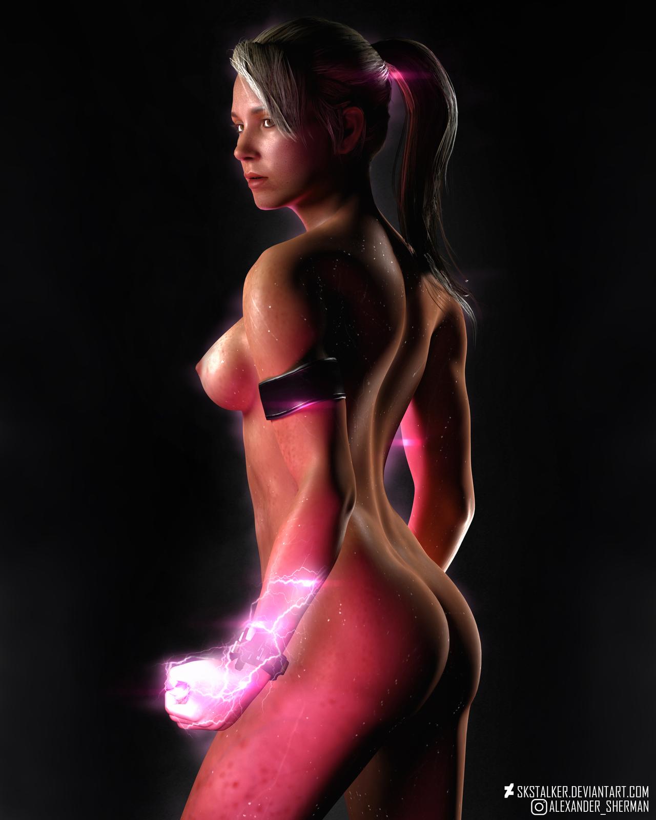1girl 3d alluring ambiguous_background areola ass athletic_female blonde_hair breasts female_focus female_only fit_female high_resolution long_hair midway_games mortal_kombat mortal_kombat_11 mortal_kombat_4 mortal_kombat_armageddon mortal_kombat_deadly_alliance mortal_kombat_deception mortal_kombat_ii nipples nude ponytail pose sideboob skstalker sonya_blade sweat tied_hair toned ultimate_mortal_kombat_3 uncensored
