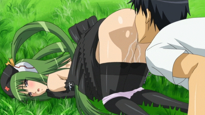 15_bishoujo_hyouryuuki animated animated_gif black_hair blush censored cunnilingus face_in_ass female gif grass green_hair moaning nurse oral outside panties purple_eyes pussy_juice pussylicking quin_(15_bishoujo_hyouryuuki) ribbon thighhighs top-down_bottom-up twin_tails underwear