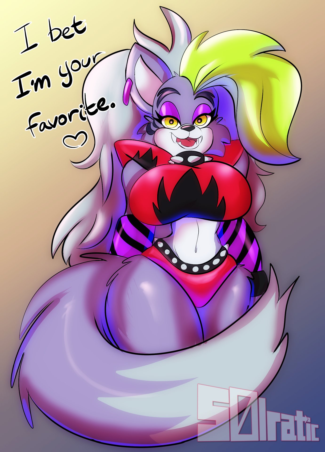 1girl 1girl animatronic anthro big_breasts five_nights_at_freddy's five_nights_at_freddy's:_security_breach furry roxanne_wolf_(fnaf) solraticart tagme thick_thighs wolf