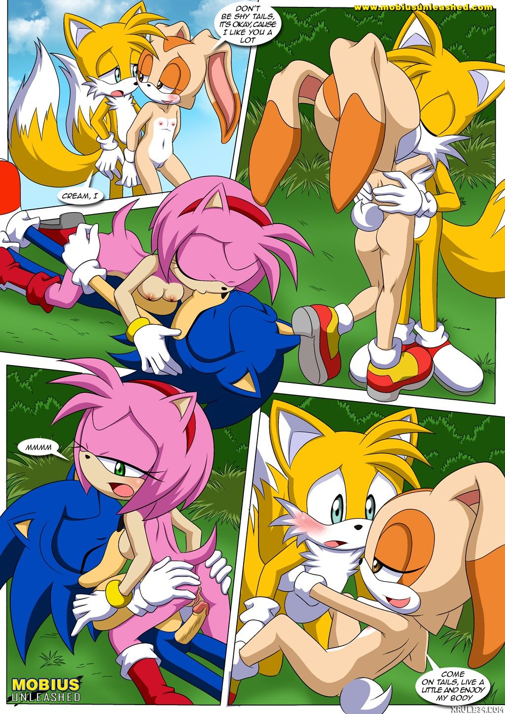 amy_rose bbmbbf cream_the_rabbit miles_"tails"_prower mobius_unleashed palcomix sega sex sonic_the_hedgehog sonic_the_hedgehog_(series) tagme tails_the_fox