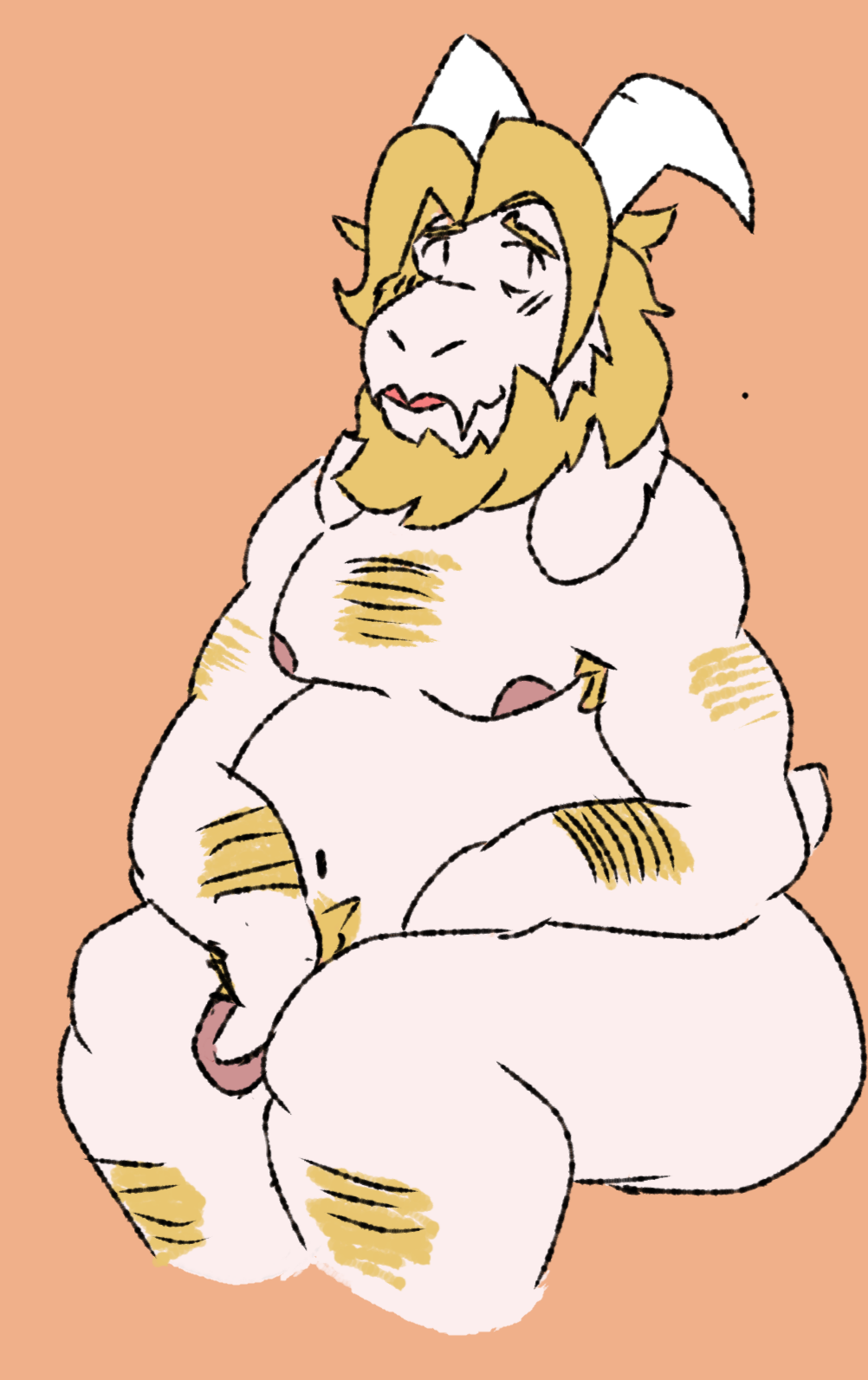 1boy 2d 2d_(artwork) anthro anthro_only asgore_dreemurr ass big_ass body_hair boss_monster bovid caprine chubby chubby_male digital_media_(artwork) dilf furry furry_male genitals goat high_res horn horns long_ears male male_anthro mammal nipples nude nude_anthro nude_male orange_background overweight shiningnoise simple_background solid_color_background solo_anthro solo_male third-party_source undertale undertale_(series) video_game_character video_game_franchise video_games