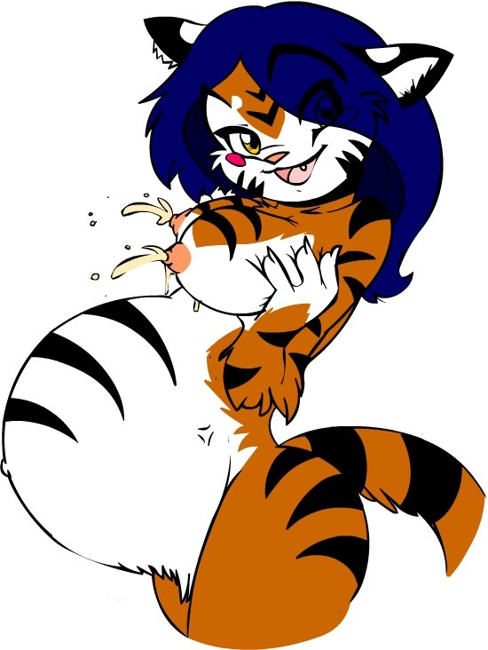 2004 anime breasts feline female lactating muzz pregnant solo tiger