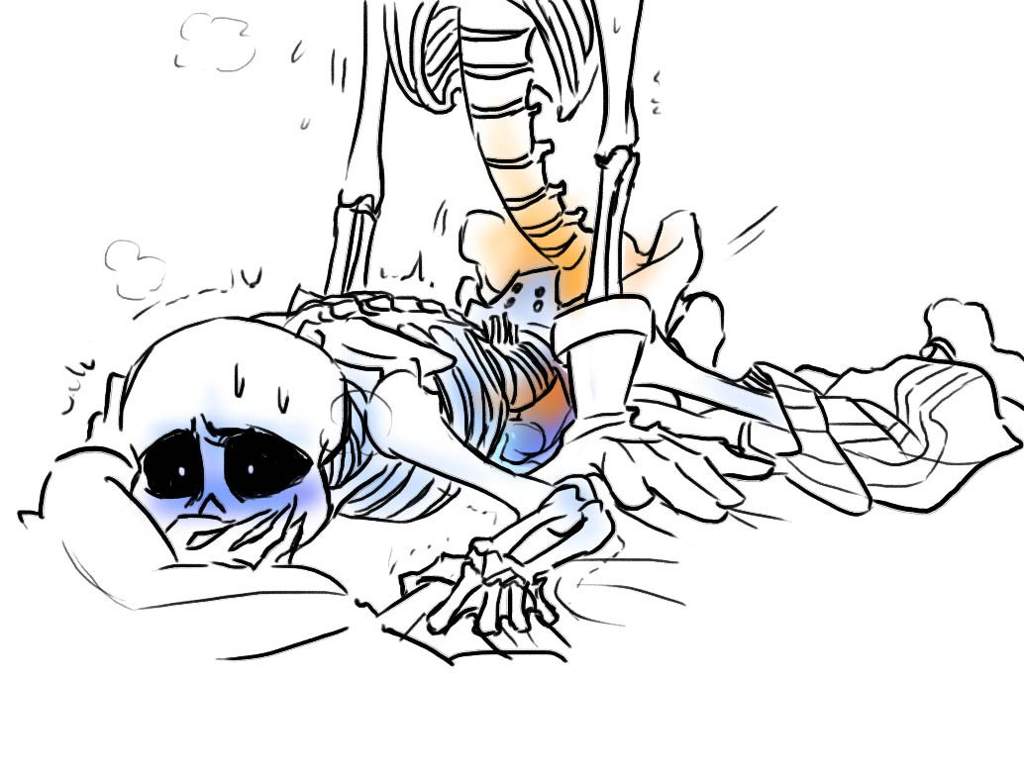2boys 2d 2d_(artwork) animated_skeleton artist_request blue_blush blush bottom_sans brother brother/brother brother_and_brother brothers covering_own_mouth digital_media_(artwork) duo ectopenis fontcest gloves gloves_only grabbing_sheets gripping_sheets incest male male/male male_only male_out_of_frame monster nude pants_around_one_leg papyrus papyrus_(undertale) papysans penetration penis sans sans_(undertale) seme_papyrus sex skeleton source_request sweat third-party_source top_papyrus uke_sans undead undertale undertale_(series) unseen_male_face video_games