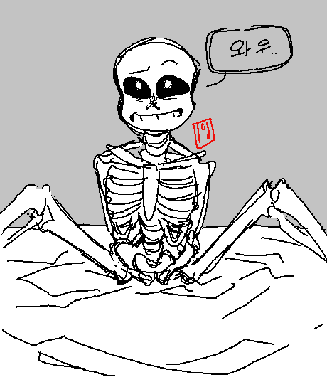 1boy 2010s 2019 2d 2d_(artwork) animated_skeleton arms_behind_back completely_nude completely_nude_male digital_media_(artwork) grey_background korean_text legs_apart looking_at_viewer lowest-of-dirt lowest_of_dirt male male_only monster ms_paint nude nude_male sans sans_(undertale) simple_background sitting skeleton solid_color_background solo_male text undead undertale undertale_(series) video_game_character video_games