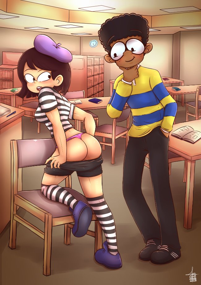 beret chloe_(the_loud_house) clyde_mcbride masterohyeah striped_stockings the_loud_house