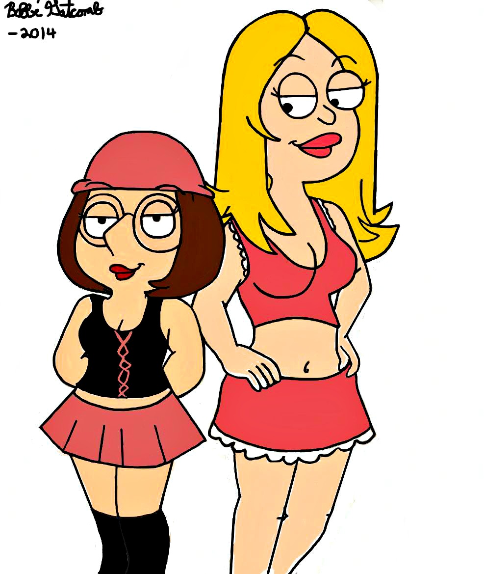 american_dad big_breasts chuutan cleavage crossover family_guy francine_smith meg_griffin midriff