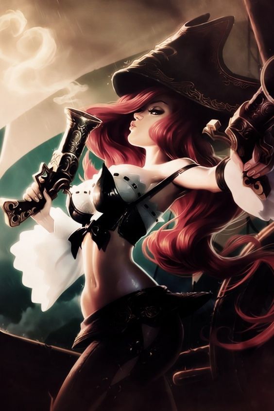 big_breasts breasts league_of_legends milf miss_fortune navel official_art