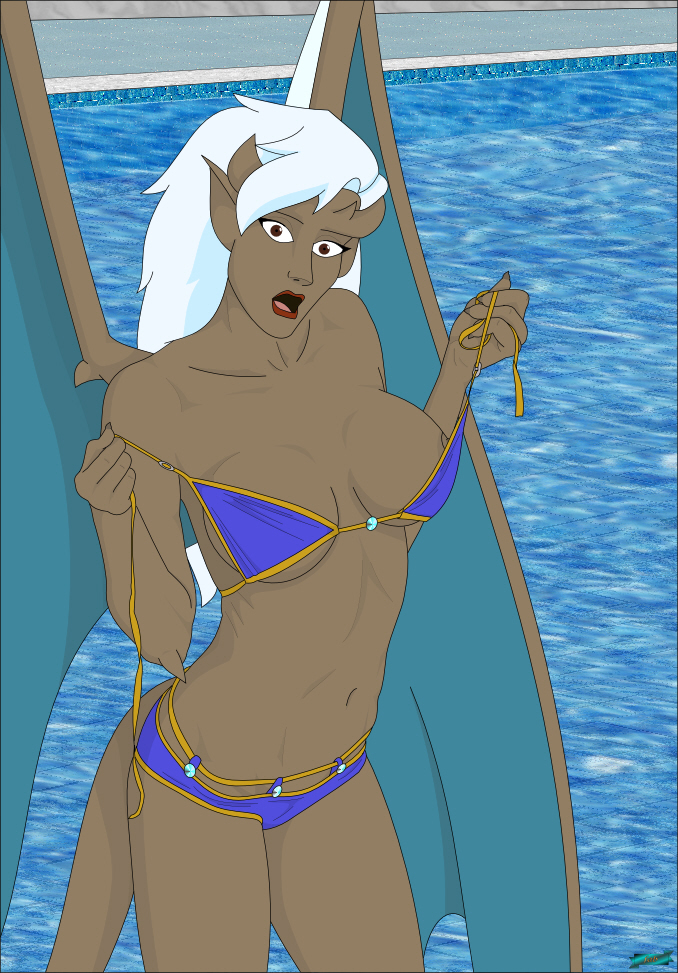 breasts delilah fab3716 female gargoyles pool solo swimsuit