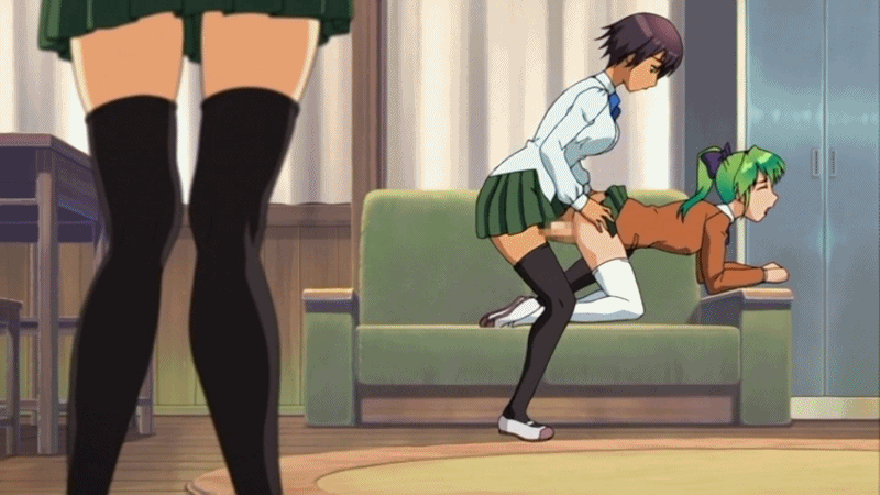 aihara_ai couch doggy_position futabu futanari futanari_on_futanari gif hentai itou_aya schoolgirl stockings