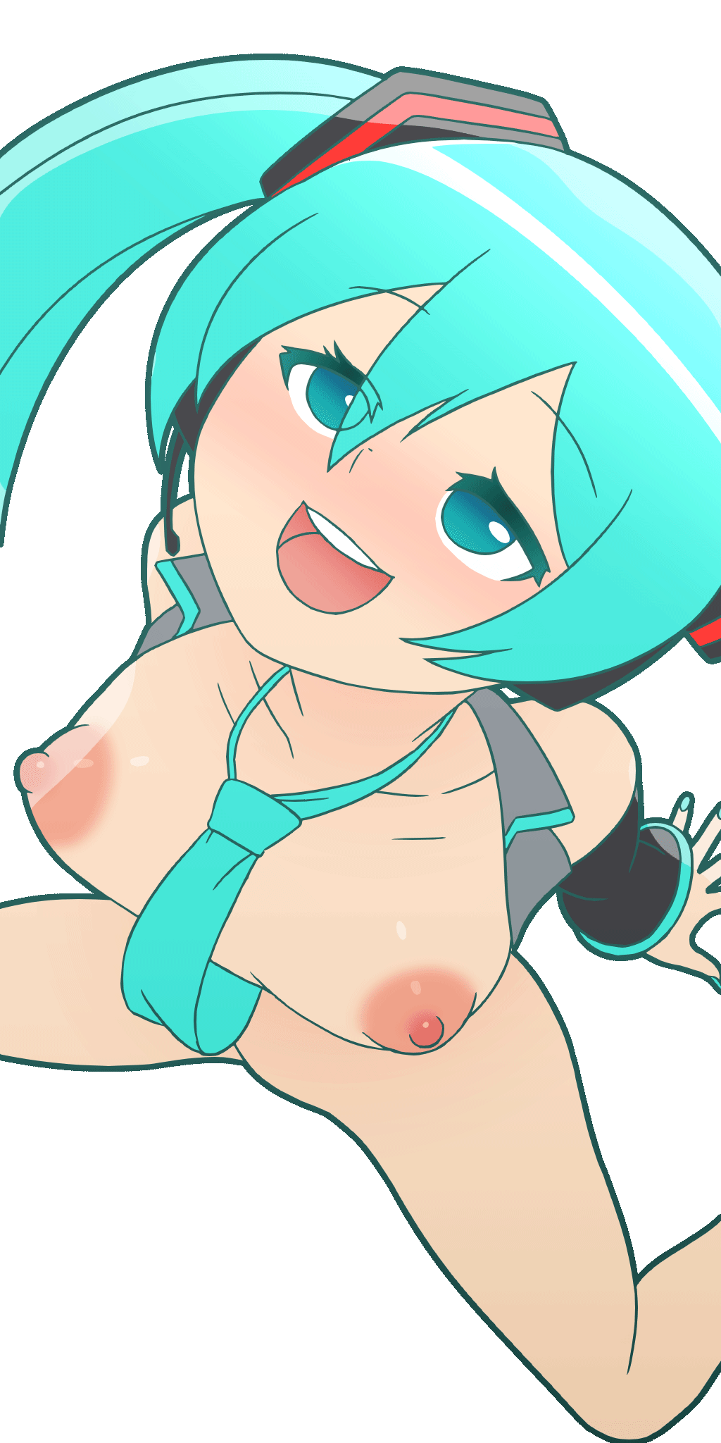 1girl 1girl aqua_eyes aqua_hair aqua_nails aqua_necktie bottomless bouncing_breasts breasts clothing erect_nipples exposed_breasts eyes_rolled_back functionally_nude gif gif hair_ornament high_resolution light-skinned light-skinned_female matching_hair_and_eye_color mike_inel miku_hatsune neck_tie nipples open_mouth paid_reward parted_lips pink_nipples spread_legs tied_hair twin_tails vocaloid