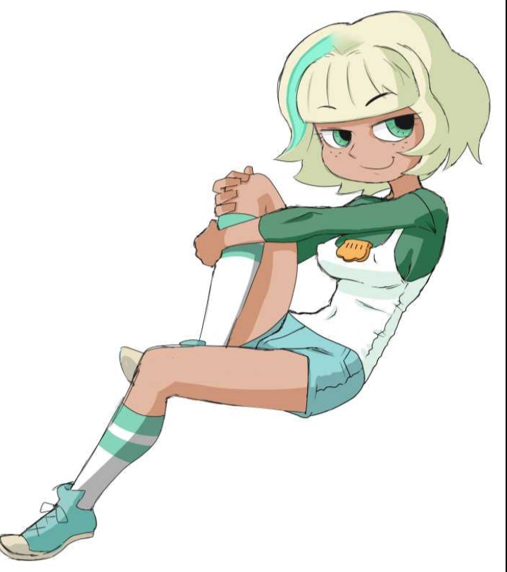 1girl aged_up clothed clothing disney disney_channel disney_xd female_only freckles grin jackie_lynn_thomas posing shirt short short_hair smile socks star_vs_the_forces_of_evil tomboy unknown_artist