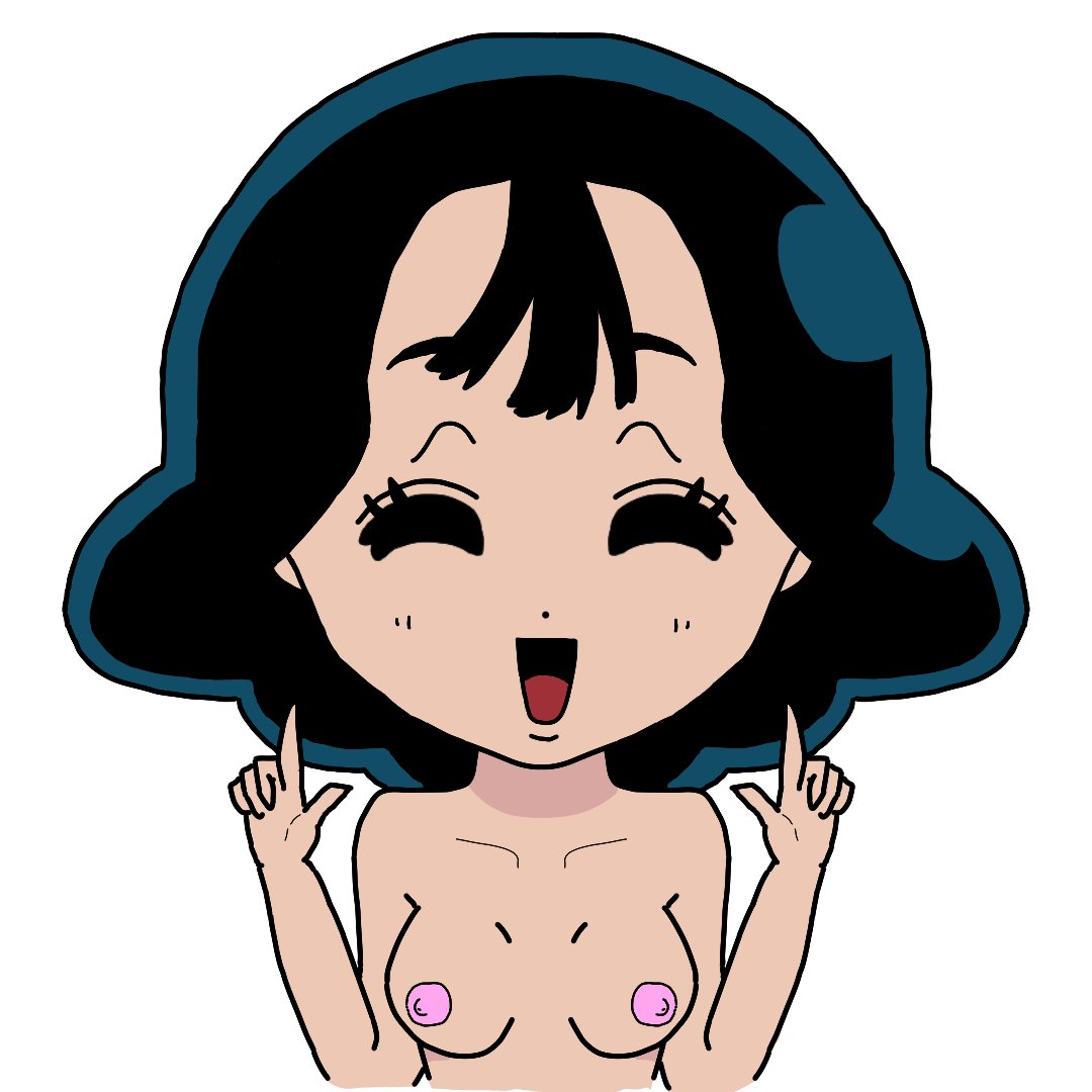 1girl areola bangs black_hair breasts closed_eyes collarbone completely_nude completely_nude_female cute embyrr eyelashes facing_viewer female female_human female_only female_solo first_porn_of_character flat_color flat_colors half-body i_can't_draw_hands inviting nameless_character nipples no_bra no_clothes no_clothing nude nude_female open_mouth pink_areola pink_areolae pink_nipples pointing portrait retro retro_artstyle short_hair simple_background small_breasts smile smiling smiling_at_viewer suki_suki_daisuki_(vivinos) teen teenage_girl vivinos white_background youtube youtube_video