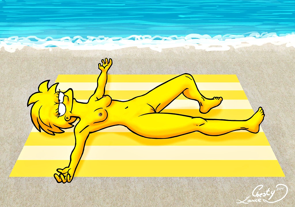 aged_up breasts chesty_larue lisa_simpson nude_female sunbathing the_simpsons yellow_skin