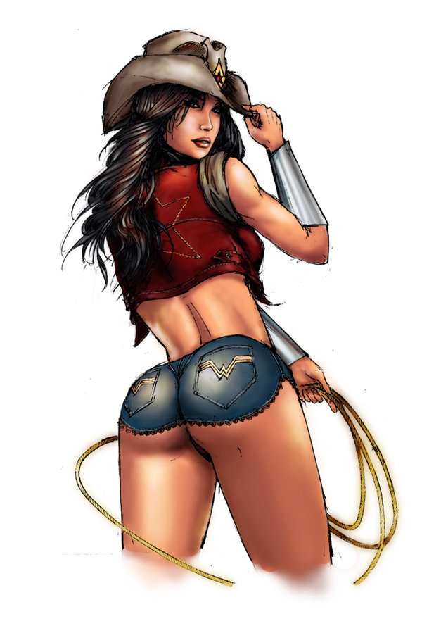 1girl alternate_costume big_breasts breasts cowboy_hat cowgirl daisy_dukes dat_ass dc_comics female female_only justice_league lasso_of_truth short_shorts wonder_woman