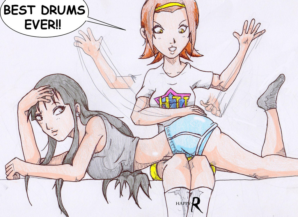 2girls akiyama_mio big_ass k-on! multiple_girls red_ass spank spanked spanking tainaka_ritsu