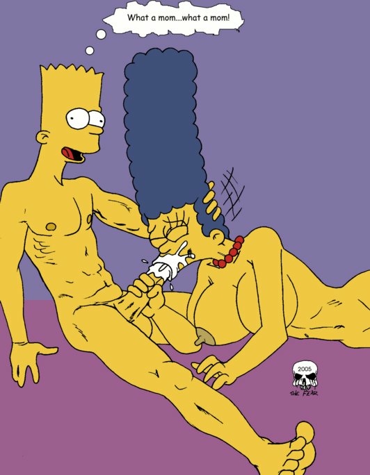age_difference aged_up bart_simpson blue_hair fellatio holding_head incest large_breasts marge_simpson milf mother's_duty mother_and_son the_fear the_simpsons yellow_skin