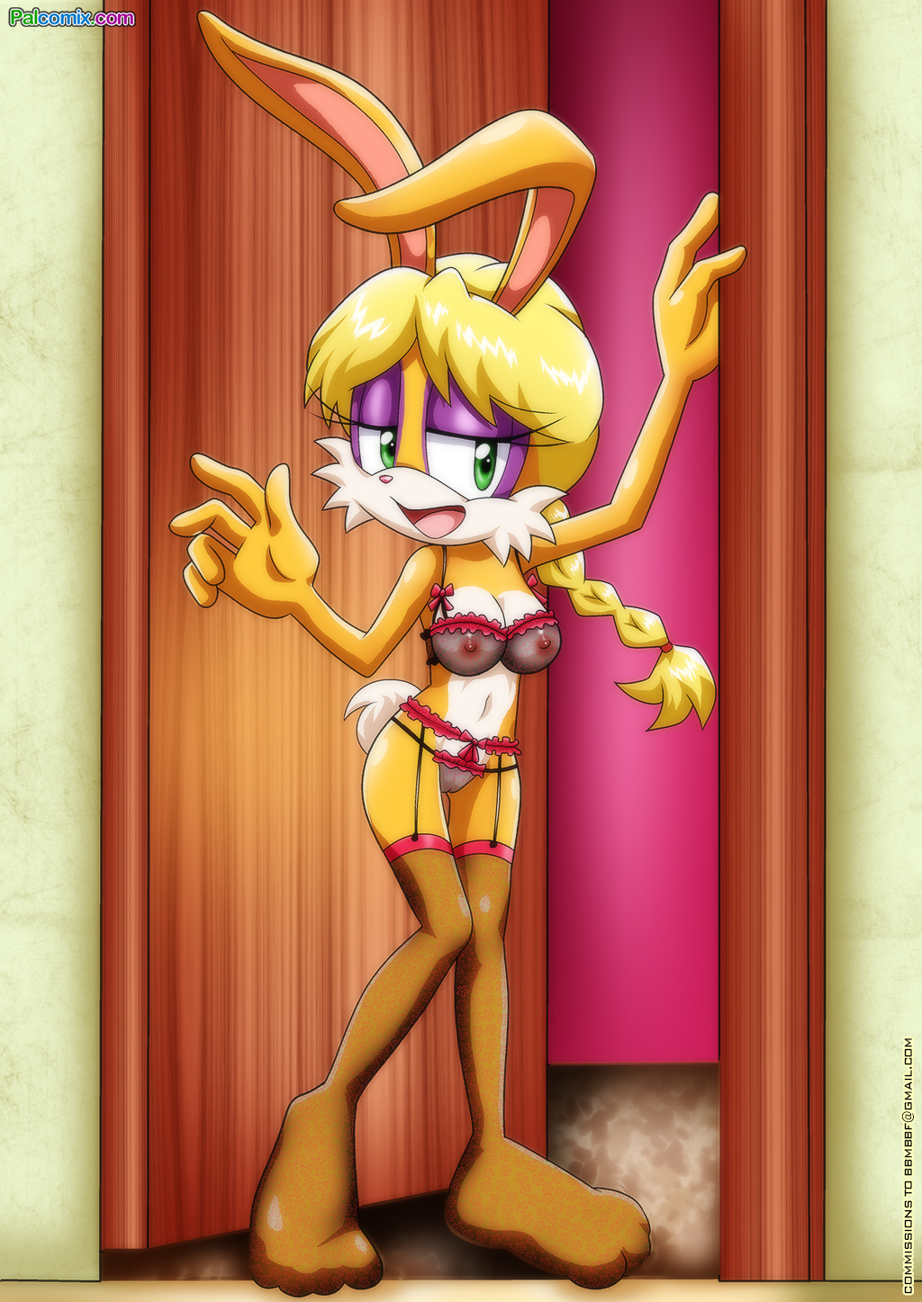 1girl anthro archie_comics areolae bbmbbf belle_d'coolette bra breasts female lingerie mobius_unleashed nipples palcomix panties pussy rabbit see_through sega solo sonic_(series) sonic_the_hedgehog_(series)