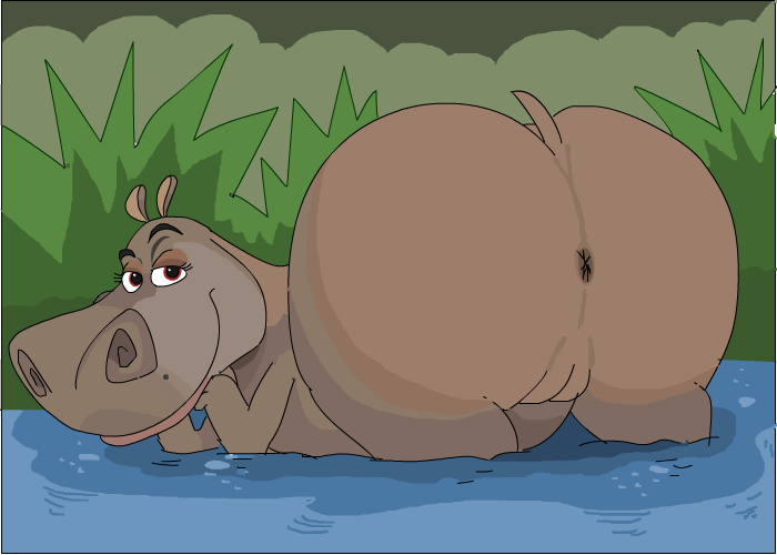 1girl anus ass dreamworks gloria gloria_the_hippopotamus hippo hippopotamus madagascar madagascar_(series) tail water