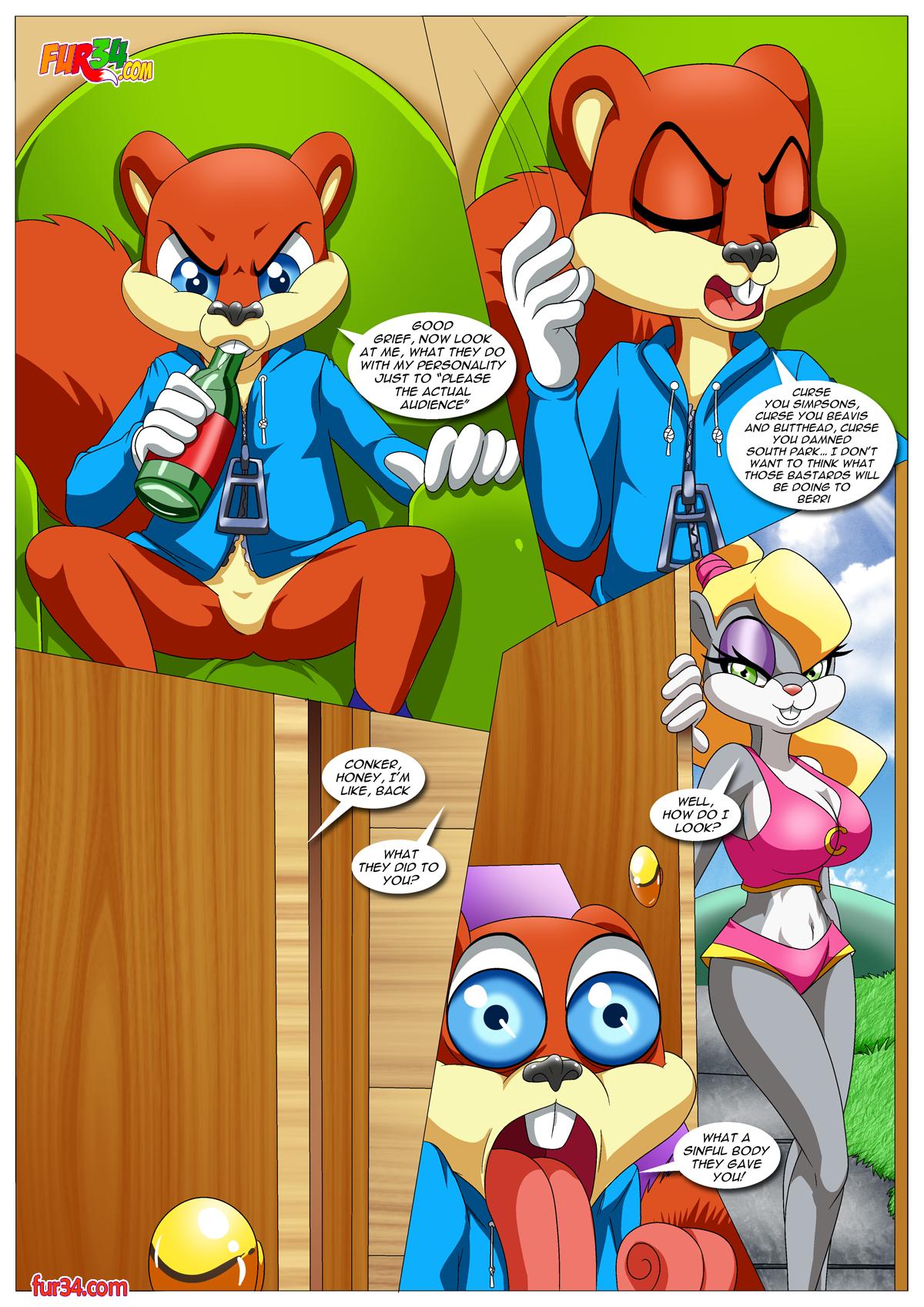 1girl alluring anthro bbmbbf berri berricivious_memories_(comic) chipmunk comic conker conker's_bad_fur_day conker_(series) furry male nintendo open_mouth palcomix rare rareware squirrel tongue tongue_out