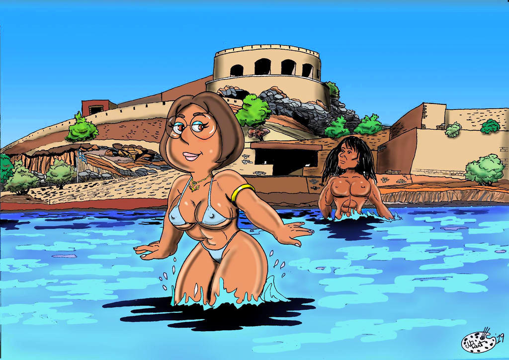 beach bikini breasts clothed erect_nipples family_guy glasses meg_griffin nipples_through_clothes tanned thighs