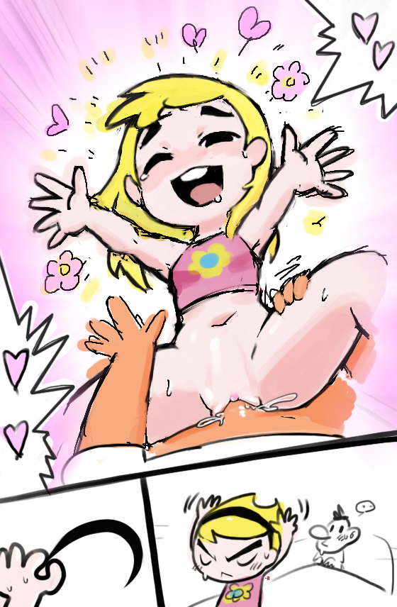 1boy 1girl billy_(billy_&amp;_mandy) bottomless cartoon_network embarrassed female girl_on_top hairband happy_sex mandy_(billy_&amp;_mandy) minus8 no_panties the_grim_adventures_of_billy_and_mandy vaginal