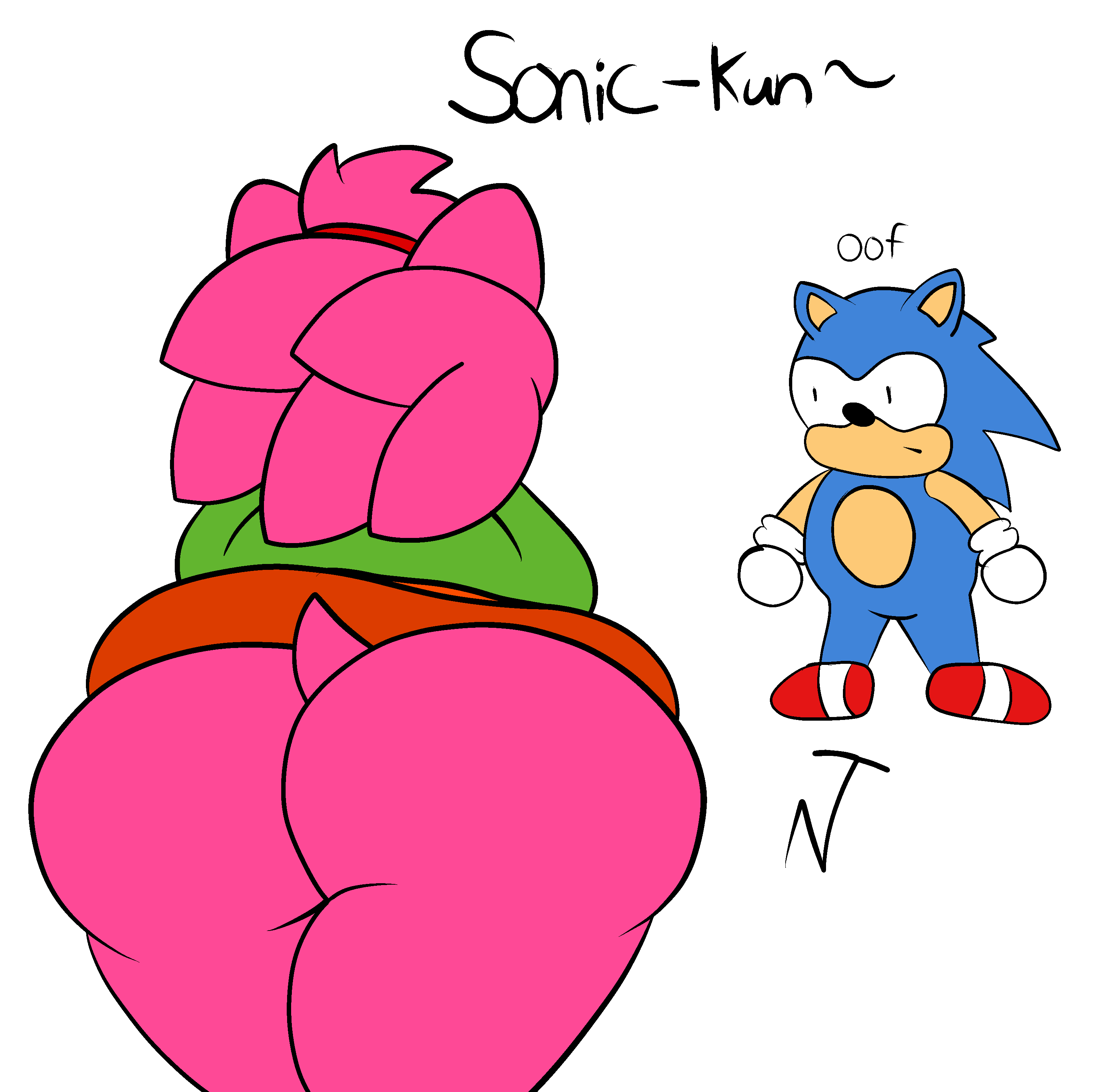 1boy 1girl amy_rose anthro ass bending_over blue_fur blue_hair confused dat_ass english_text female_focus from_behind furry gloves hairband hedgehog male neuwolfram/newtungsten pink_fur pink_hair rosy_the_rascal sega shoes sonic sonic_the_hedgehog sonic_the_hedgehog_(series) text thick_thighs thighs