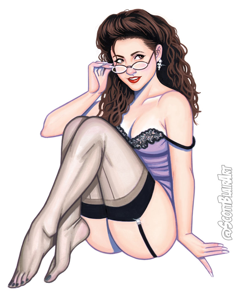 elaine_benes female_human female_only foot_focus glasses lingerie scott_blair seinfeld