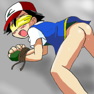 ash_ketchum ass bondage bottomless pokemon satoshi spread_legs