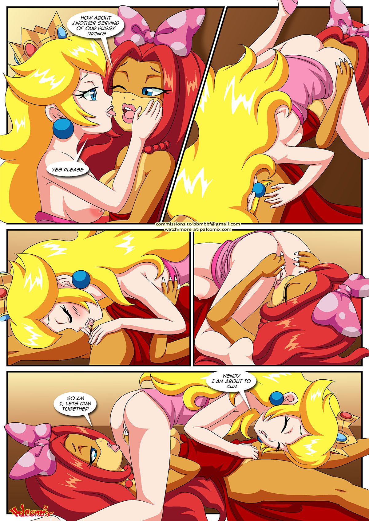 69 bbmbbf comic nintendo palcomix peach_x_wendy_2 princess_peach pussy pussylicking super_mario_bros. wendy_o._koopa yuri