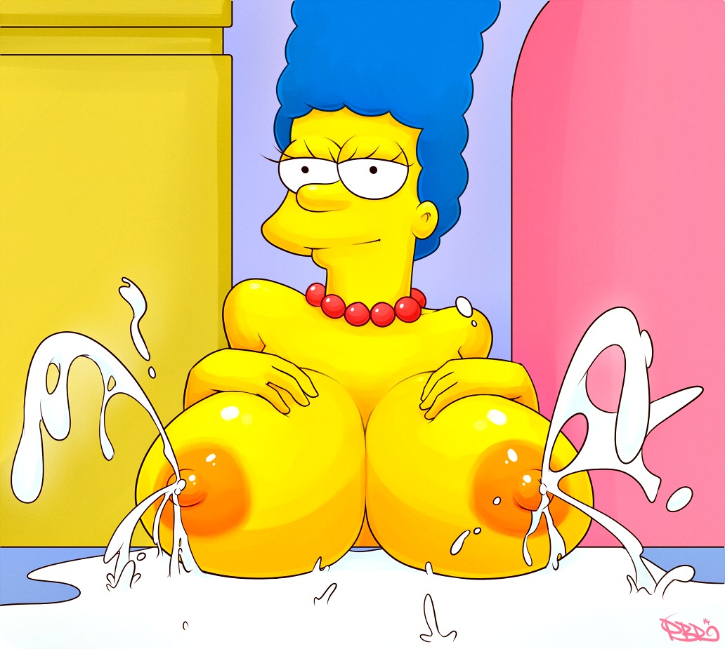 breasts huge_breasts lactation marge_simpson milf necklace nipples pbrown the_simpsons whoa_look_at_those_magumbos yellow_skin