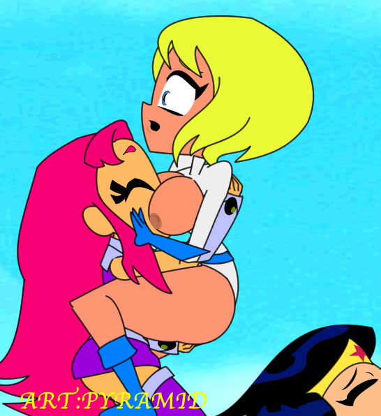 3_girls ass_grab big_ass breast_sucking breasts carrying closed_eyes dc_comics diana_prince green_eyes hand_on_breast hands_on_ass huge_breasts oral power_girl pussylicking pyramid_(artist) sexy_body starfire teen_titans_go wonder_woman yuri