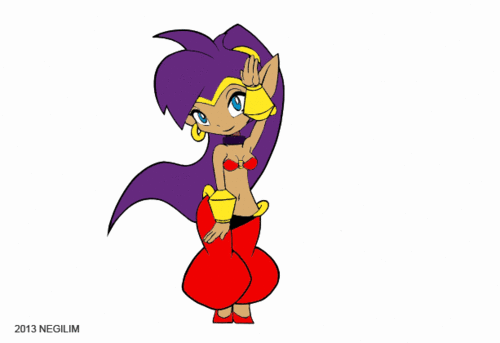 1girl animated animated_gif arabian_clothes arms_up ass back belly_dancing bikini_top blue_eyes bouncing_breasts bracer breasts circlet cleavage colored dancer dancing dark_skin earrings eyelashes full_body gif harem_pants hoop_earrings jewelry lineart long_hair looking_at_viewer lots_of_jewelry midriff navel neck_ring negilim pants pointy_ears ponytail puffy_pants purple_hair shantae shantae:_half-genie_hero shantae_(character) small_breasts smile solo spinning tiara very_long_hair