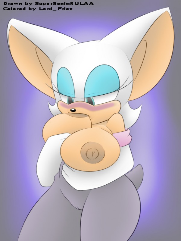 2014 anthro areola breast_suck breasts female furry lord_friez nipples rouge_the_bat sega solo sonic_(series) supersonicrulaa