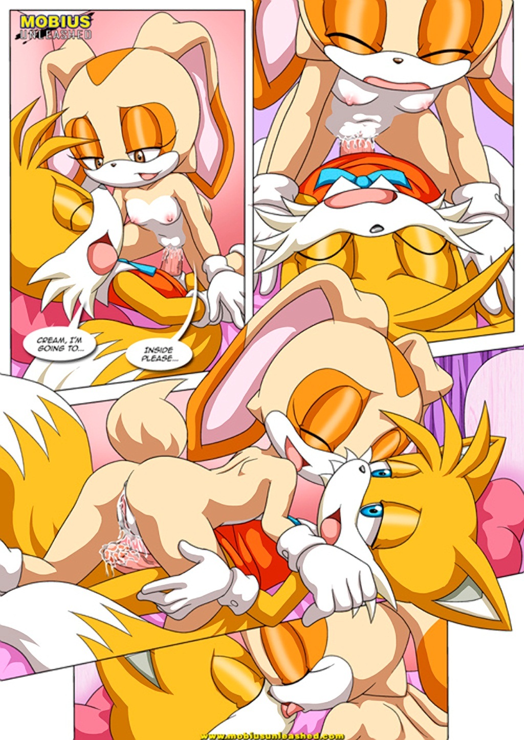 bbmbbf blush comic cream_the_rabbit crossdressing cum cum_in_orifice cum_in_pussy cum_inside embarrassment furry horny kissing looking_at_viewer miles_"tails"_prower mobius_unleashed palcomix panties sega sex sonic sonic_(series) sonic_the_hedgehog_(series) spread_legs tails_n'_cream text young young_sex