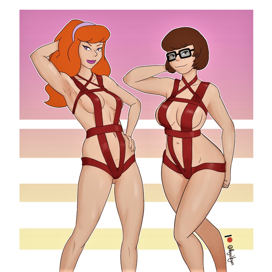 ass breasts daphne_blake female_only glasses harness negavegan scooby-doo thighs velma_dinkley