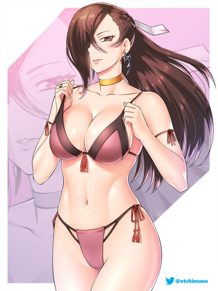 1girl 1girl 1girl adjusting_bikini adjusting_swimsuit alluring alternate_costume armlet bangs bare_arms bare_midriff bare_shoulders bare_thighs belly big_breasts big_breasts bikini braid breasts brown_eyes brown_hair child_bearing_hips choker cleavage collarbone curvaceous curvy curvy_female curvy_figure earrings etchimune female_focus female_only fire_emblem fire_emblem_fates fire_emblem_heroes hair_over_eye hair_over_one_eye hair_ribbon hips hourglass_figure human human_focus human_only jewelry kagero_(fire_emblem) light-skinned_female light_skin long_hair mature mature_female mature_woman midriff navel nintendo one_eye_covered one_eye_obstructed pink_bikini pink_swimsuit ribbon ribbon_in_hair ring solo_female solo_focus stomach strap_pull swimsuit thick_hips thighs white_ribbon wide_hips yellow_choker