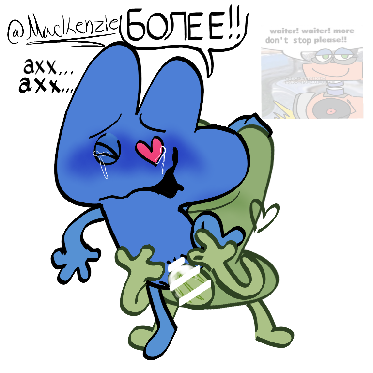 ^_^ battle_for_dream_island bfb bfdi cencorsed censored_pussy cfmot cheppy_(cfmot) closed_eyes contest_for_a_million_of_thousands crying_with_eyes_closed cum_inside four_(bfdi) heart_eyes mackenziey125 moaning object_shows russian russian_text tears