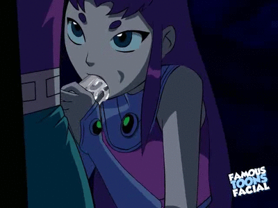 animated animated_gif clothed dc dc_comics famous-toons-facial fellatio gif handjob kneel oral penis robin spit starfire sucking teen_titans