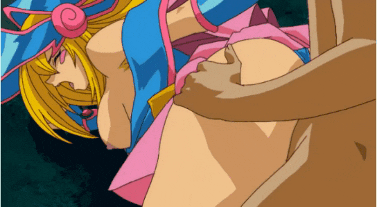 1boy 1girl ambiguous_penetration arms_held_back ass_grab blonde_hair breasts breasts_out closed_eyes clothed clothed_female_nude_male clothing dark_magician_girl doggy_position doggy_style_position from_behind from_behind_position gif gif hand_on_ass nipples panties_aside rape sex sex_from_behind straight yu-gi-oh!