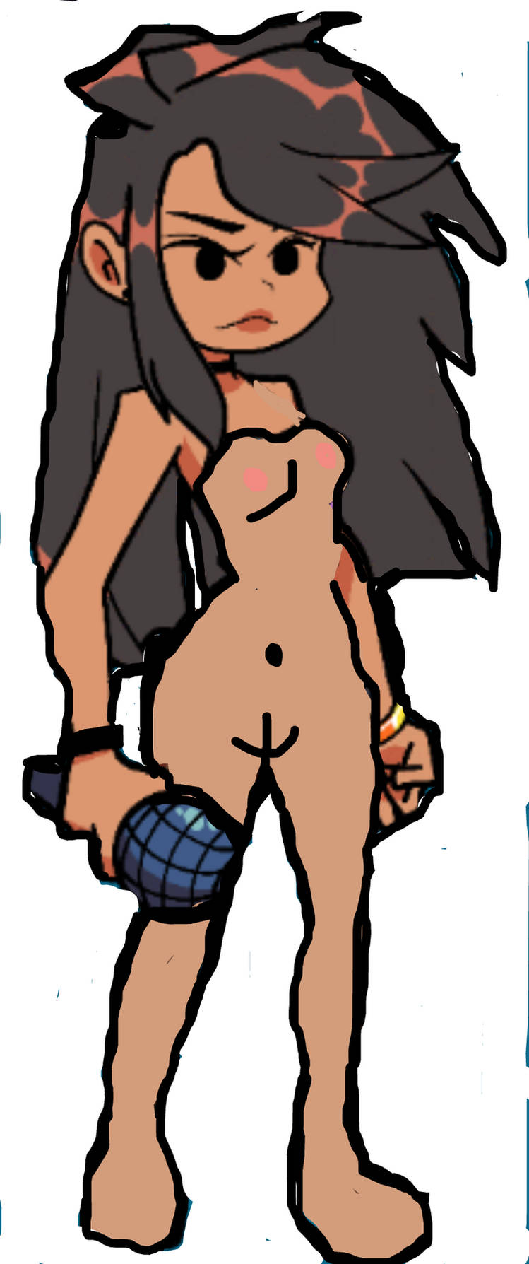 angry ayana_(friday_night_funkin) bad_drawing_skills completely_nude completely_nude_female friday_night_funkin nude nude_female white_background