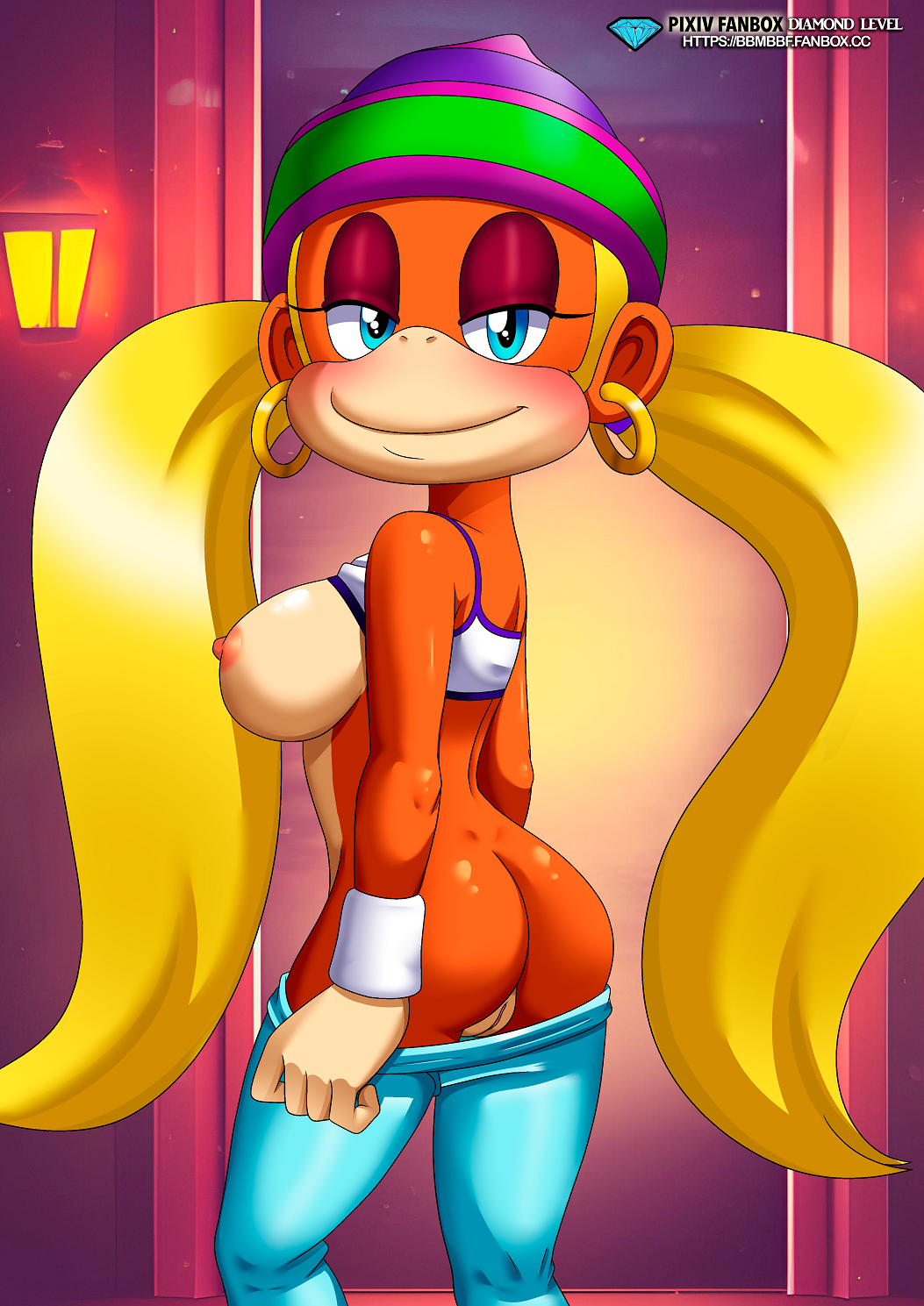 1girl anthro ass bbmbbf breasts diddy_kong_racing female female_monkey female_only looking_at_viewer looking_at_you money nintendo palcomix palcomix_vip pietro's_secret_club pussy rareware sexy tagme tiny_kong tiny_kong_(dk) twin_tails twintails undressing