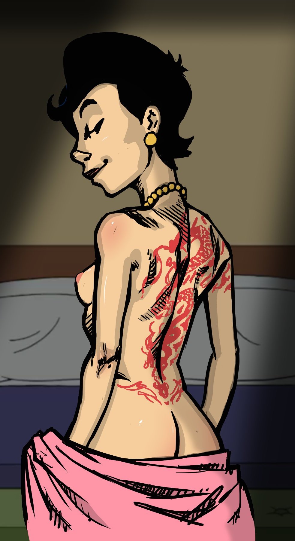 american_dragon:_jake_long asian bedroom bedroom_eyes black_eyes black_hair earrings horny milf naughty_face necklace risenhentaidemon sexy sexy_ass sexy_body sexy_breasts smirk susan_long tattoo