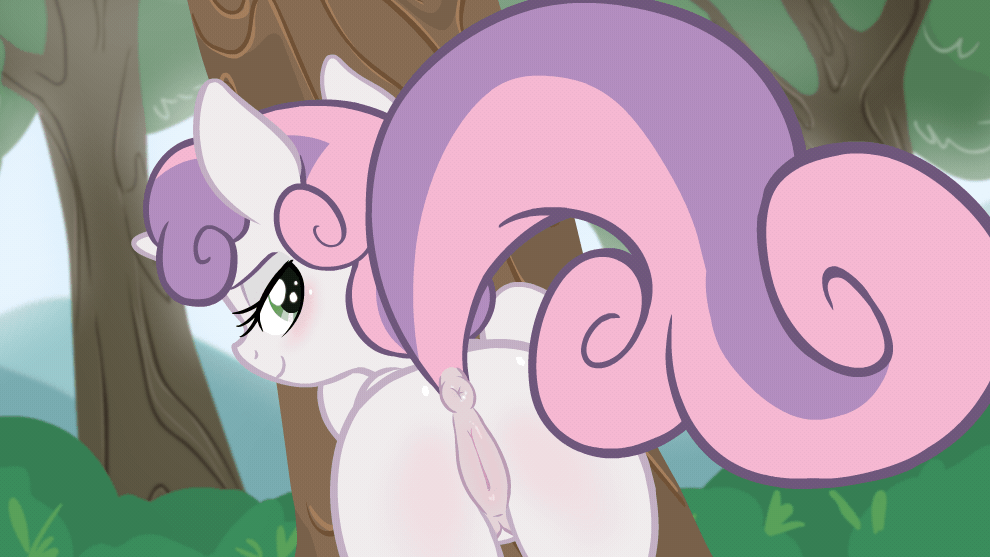 1girl animated anus ass female female_only female_unicorn forest friendship_is_magic gif green_eyes horn looking_at_viewer looking_back my_little_pony nude outdoor outside pony presenting_hindquarters pussy solo sweetie_belle sweetie_belle_(mlp) tail unicorn