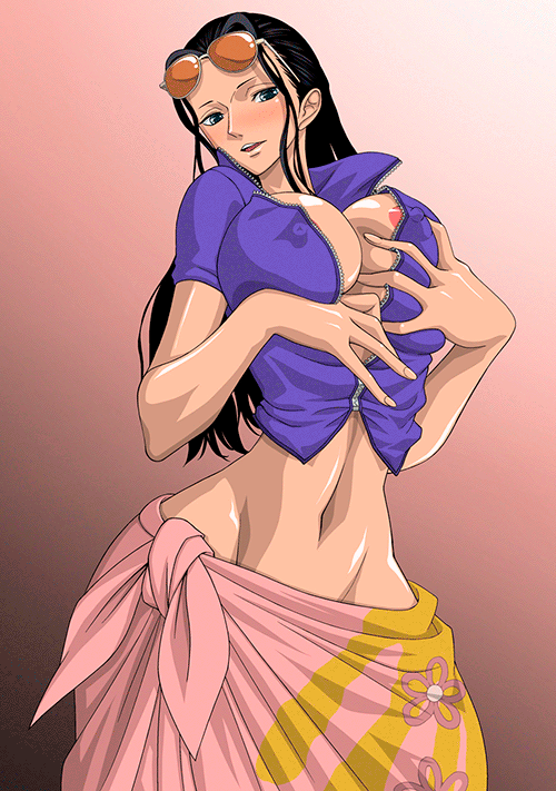 anime breasts gif hentai nico_robin nipples one_piece pussy