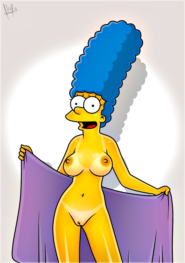 badbrains blue_hair breasts hair marge_simpson nude shaved_pussy tan_line the_simpsons