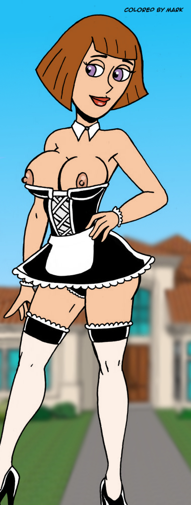2014 artist_request breasts cleaning danny_phantom madeline_fenton maid maid_uniform mark_(colorist) milf mother nickelodeon nude outside stockings
